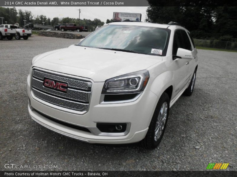 White Diamond Tricoat / Cocoa Dune 2014 GMC Acadia Denali AWD