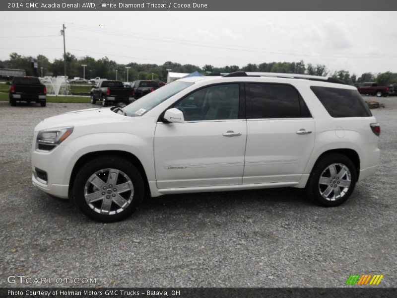 White Diamond Tricoat / Cocoa Dune 2014 GMC Acadia Denali AWD