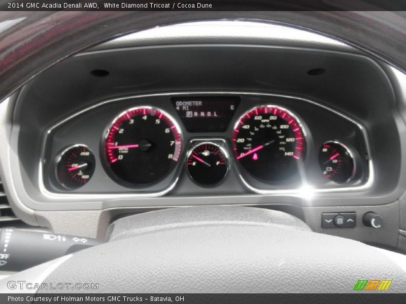White Diamond Tricoat / Cocoa Dune 2014 GMC Acadia Denali AWD