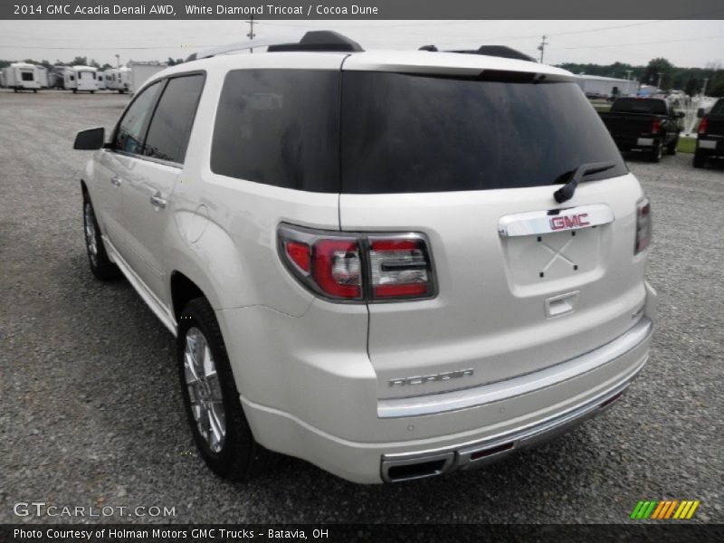 White Diamond Tricoat / Cocoa Dune 2014 GMC Acadia Denali AWD