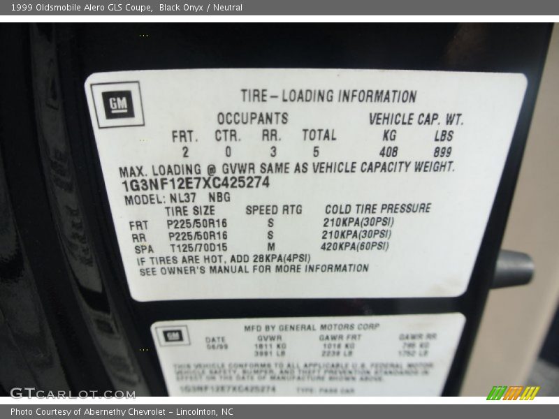Black Onyx / Neutral 1999 Oldsmobile Alero GLS Coupe