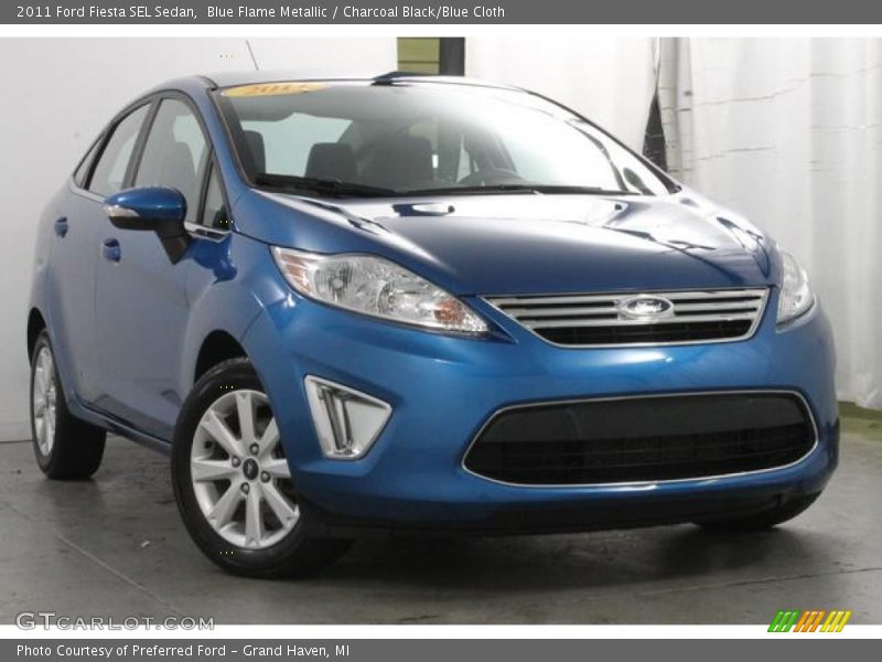 Blue Flame Metallic / Charcoal Black/Blue Cloth 2011 Ford Fiesta SEL Sedan
