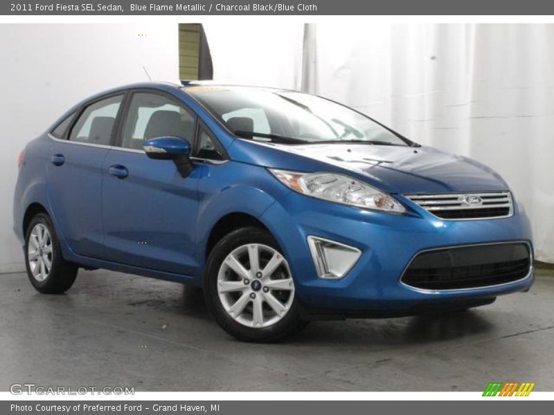 Blue Flame Metallic / Charcoal Black/Blue Cloth 2011 Ford Fiesta SEL Sedan