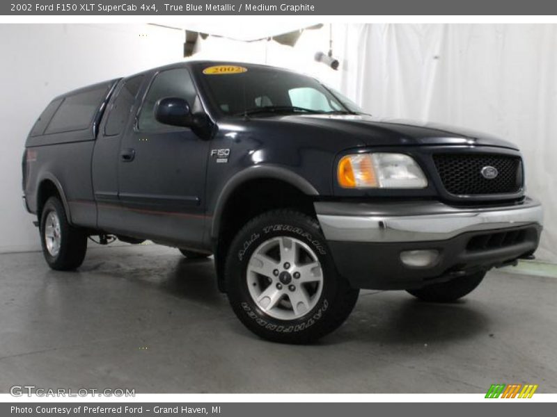 True Blue Metallic / Medium Graphite 2002 Ford F150 XLT SuperCab 4x4