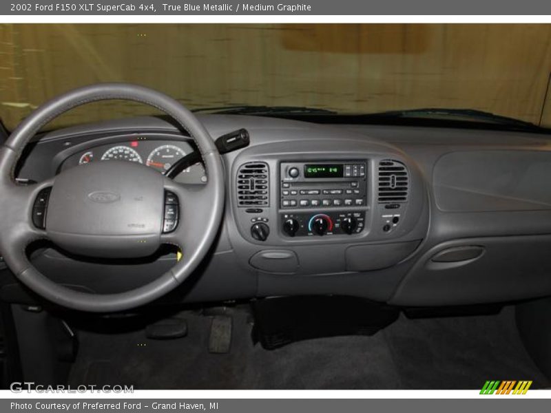 True Blue Metallic / Medium Graphite 2002 Ford F150 XLT SuperCab 4x4