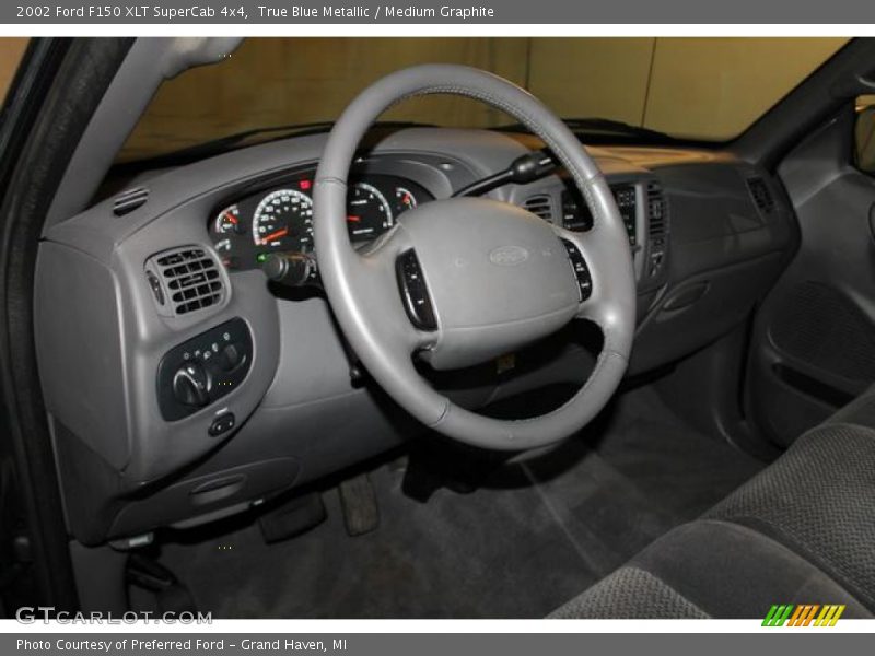 True Blue Metallic / Medium Graphite 2002 Ford F150 XLT SuperCab 4x4