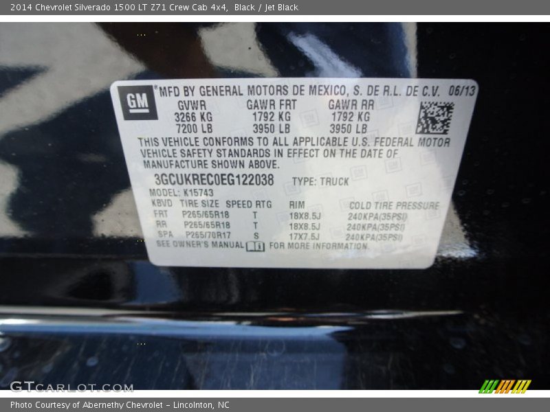 Black / Jet Black 2014 Chevrolet Silverado 1500 LT Z71 Crew Cab 4x4