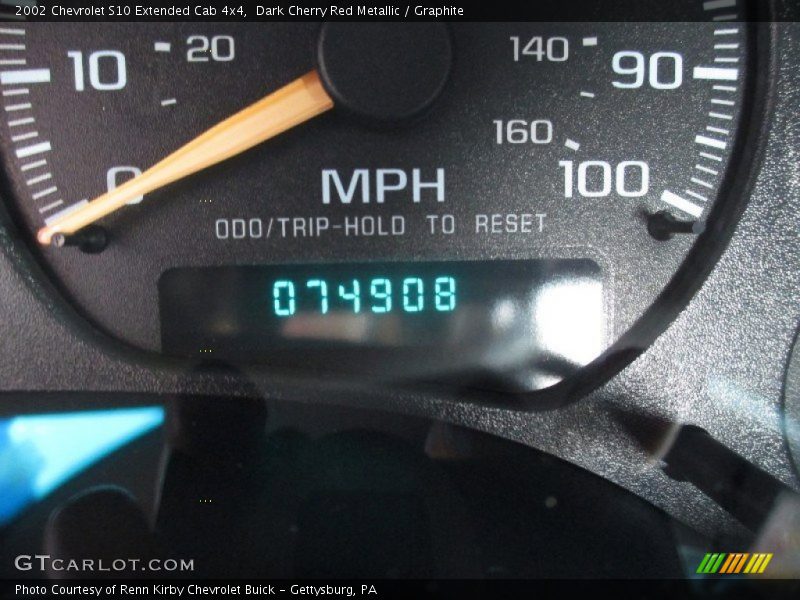 Dark Cherry Red Metallic / Graphite 2002 Chevrolet S10 Extended Cab 4x4