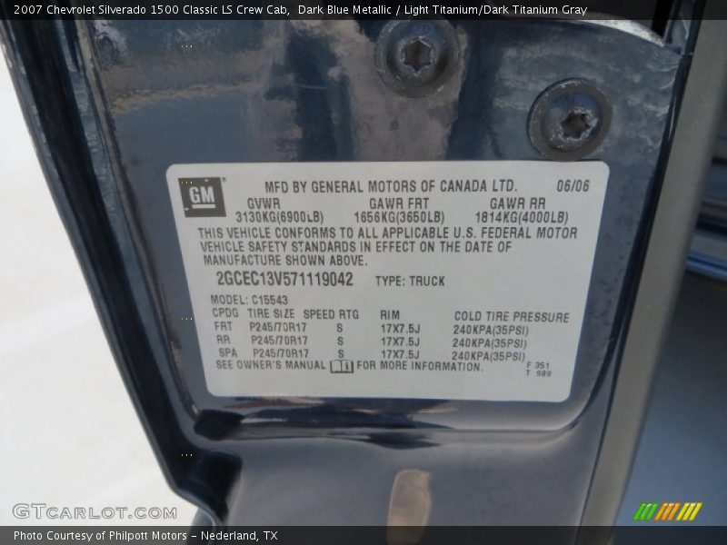 Dark Blue Metallic / Light Titanium/Dark Titanium Gray 2007 Chevrolet Silverado 1500 Classic LS Crew Cab
