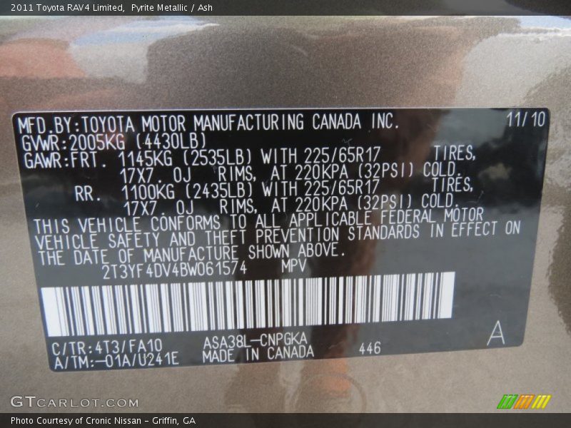 Pyrite Metallic / Ash 2011 Toyota RAV4 Limited