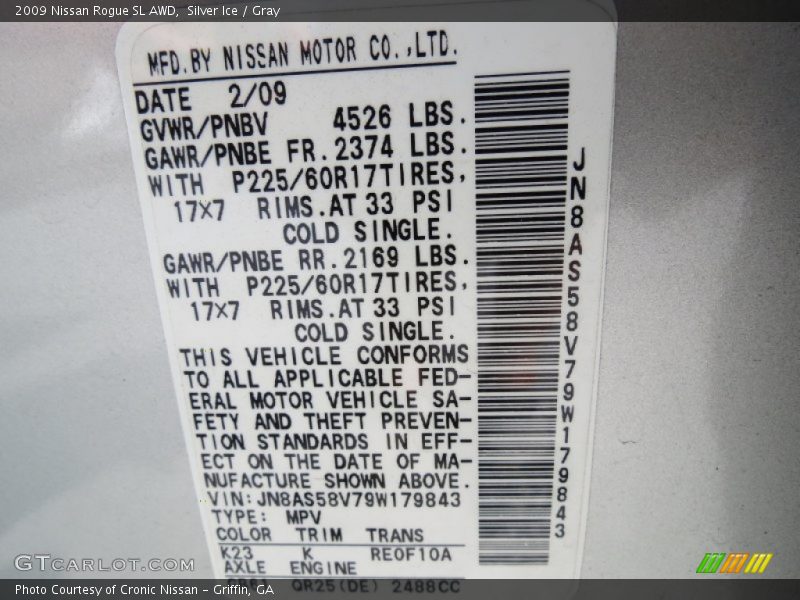 Silver Ice / Gray 2009 Nissan Rogue SL AWD