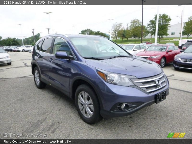 Twilight Blue Metallic / Gray 2013 Honda CR-V EX-L AWD