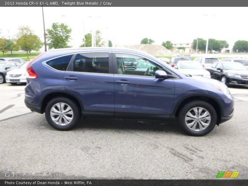 Twilight Blue Metallic / Gray 2013 Honda CR-V EX-L AWD