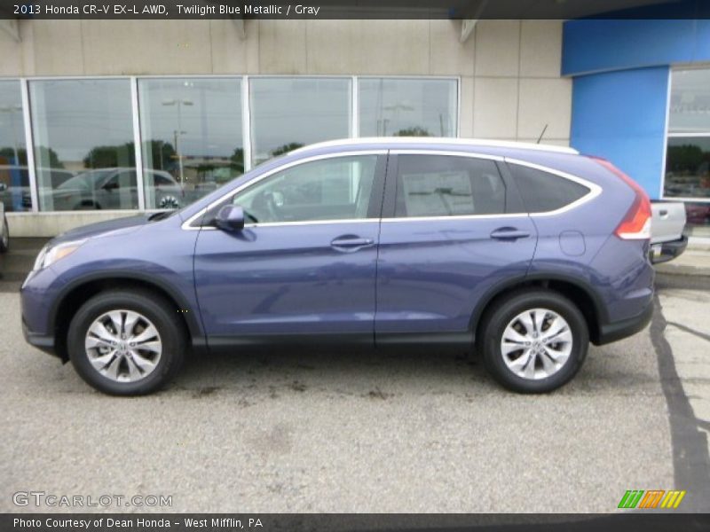 Twilight Blue Metallic / Gray 2013 Honda CR-V EX-L AWD