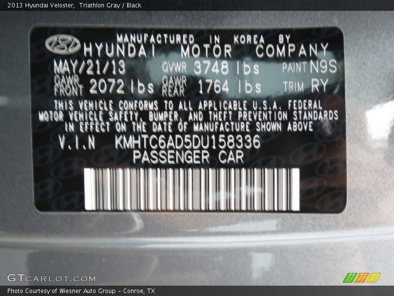 Triathlon Gray / Black 2013 Hyundai Veloster