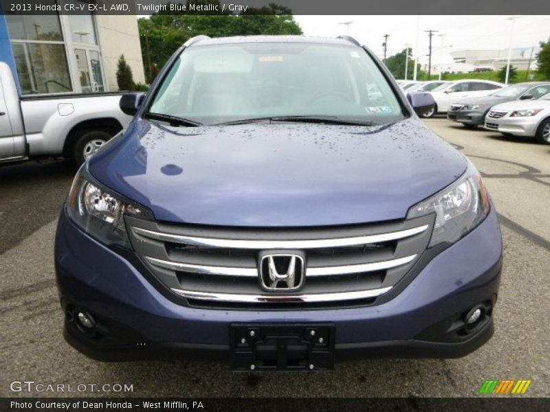 Twilight Blue Metallic / Gray 2013 Honda CR-V EX-L AWD