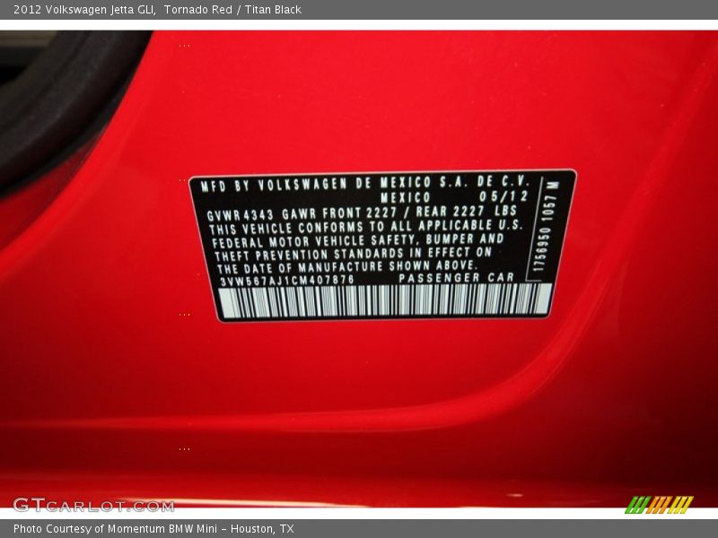 Tornado Red / Titan Black 2012 Volkswagen Jetta GLI