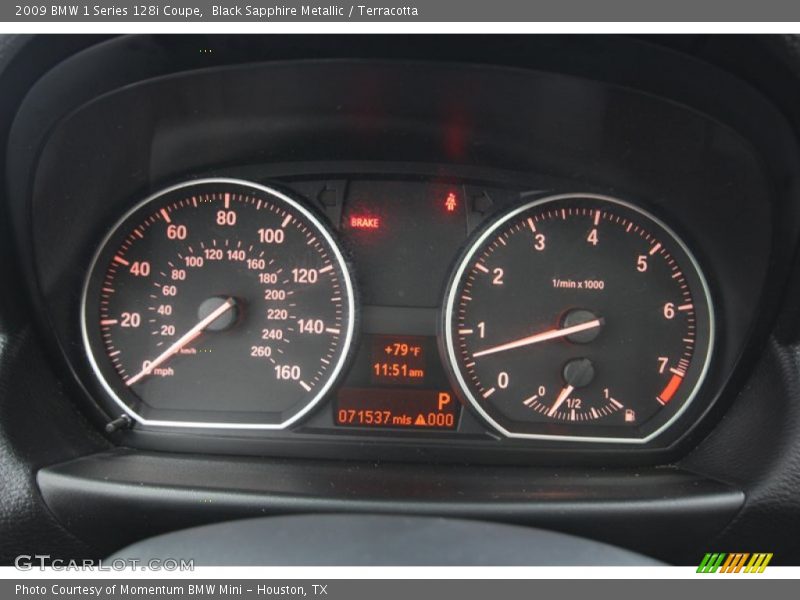 Black Sapphire Metallic / Terracotta 2009 BMW 1 Series 128i Coupe