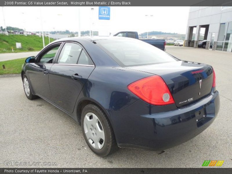 Midnight Blue Metallic / Ebony Black 2008 Pontiac G6 Value Leader Sedan