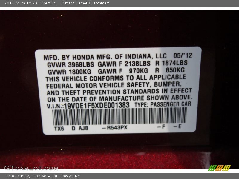 Crimson Garnet / Parchment 2013 Acura ILX 2.0L Premium