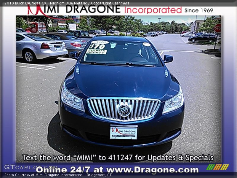Midnight Blue Metallic / Cocoa/Light Cashmere 2010 Buick LaCrosse CX