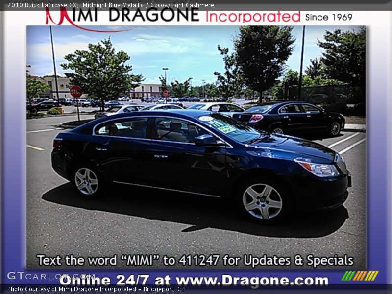 Midnight Blue Metallic / Cocoa/Light Cashmere 2010 Buick LaCrosse CX
