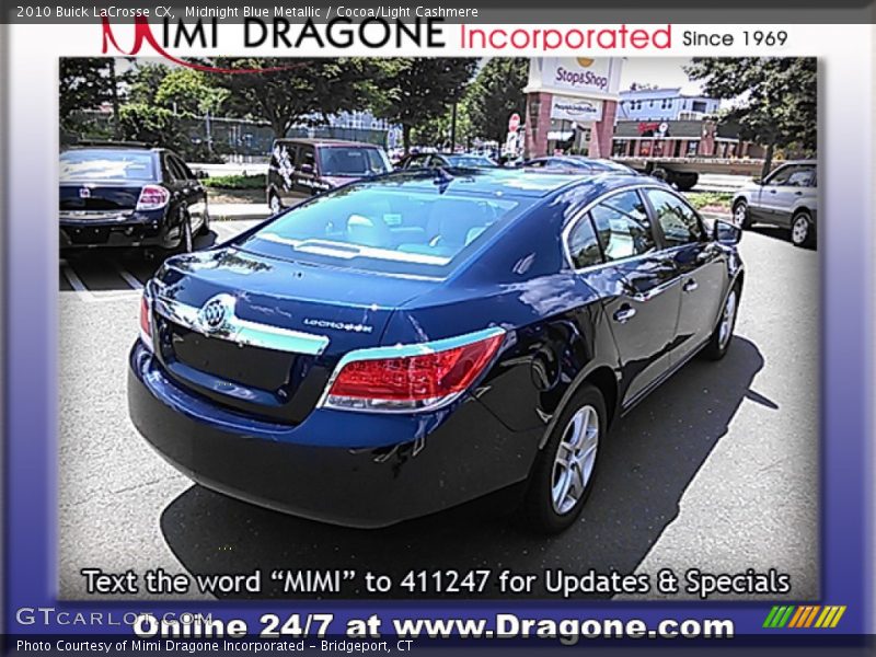 Midnight Blue Metallic / Cocoa/Light Cashmere 2010 Buick LaCrosse CX