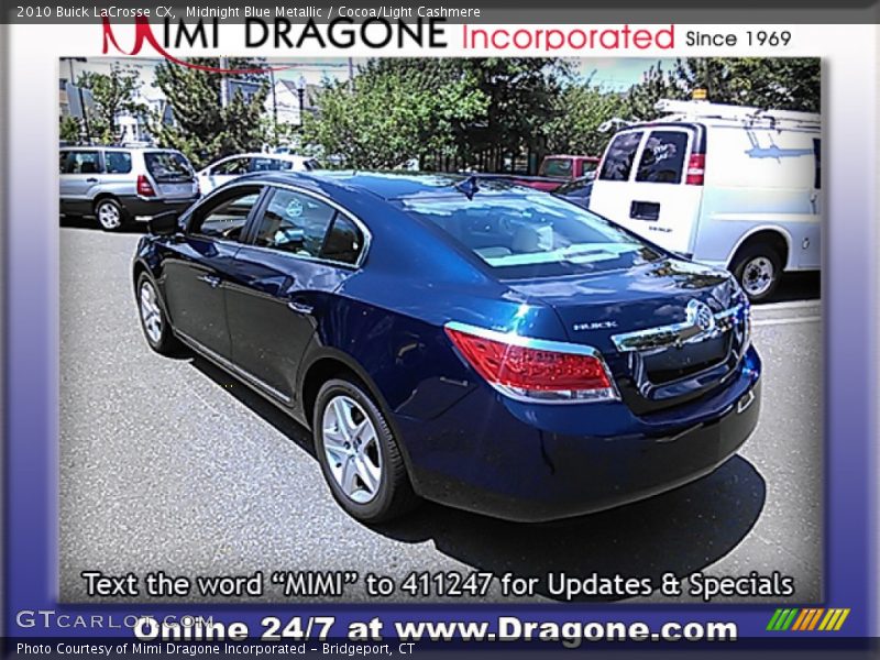 Midnight Blue Metallic / Cocoa/Light Cashmere 2010 Buick LaCrosse CX