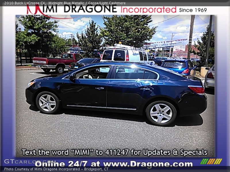 Midnight Blue Metallic / Cocoa/Light Cashmere 2010 Buick LaCrosse CX
