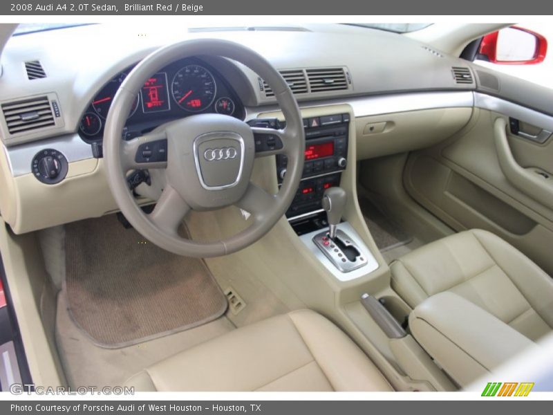 Brilliant Red / Beige 2008 Audi A4 2.0T Sedan