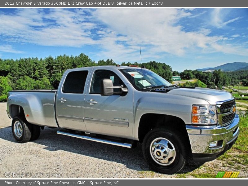 Silver Ice Metallic / Ebony 2013 Chevrolet Silverado 3500HD LTZ Crew Cab 4x4 Dually