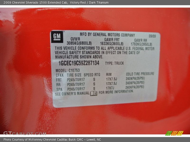 Victory Red / Dark Titanium 2009 Chevrolet Silverado 1500 Extended Cab