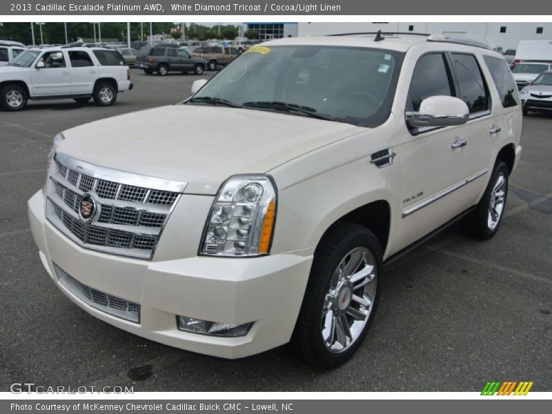 White Diamond Tricoat / Cocoa/Light Linen 2013 Cadillac Escalade Platinum AWD