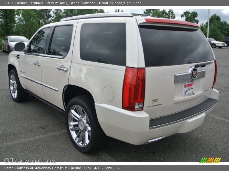 White Diamond Tricoat / Cocoa/Light Linen 2013 Cadillac Escalade Platinum AWD