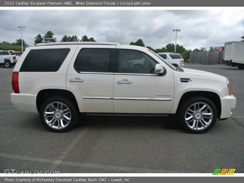 White Diamond Tricoat / Cocoa/Light Linen 2013 Cadillac Escalade Platinum AWD