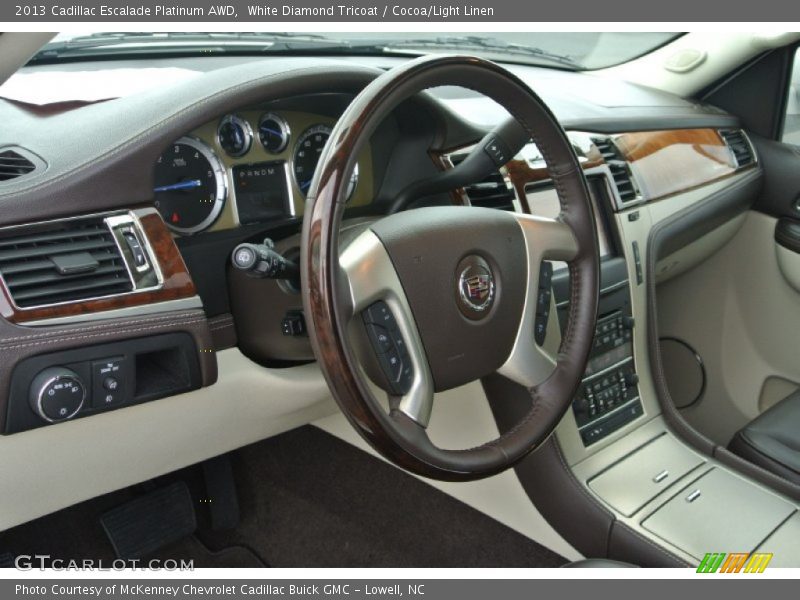 White Diamond Tricoat / Cocoa/Light Linen 2013 Cadillac Escalade Platinum AWD