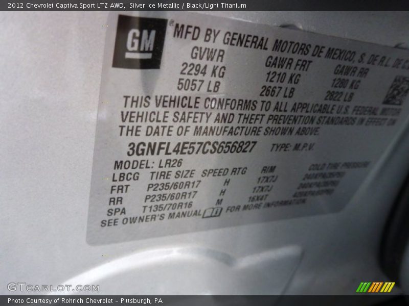 Silver Ice Metallic / Black/Light Titanium 2012 Chevrolet Captiva Sport LTZ AWD