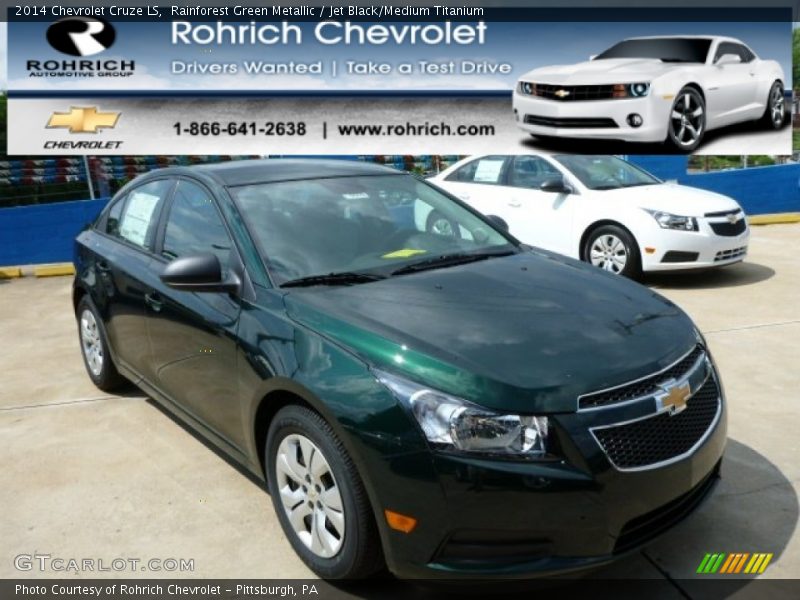 Rainforest Green Metallic / Jet Black/Medium Titanium 2014 Chevrolet Cruze LS