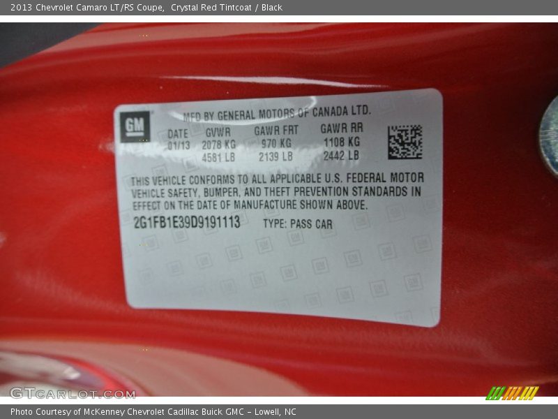 Crystal Red Tintcoat / Black 2013 Chevrolet Camaro LT/RS Coupe