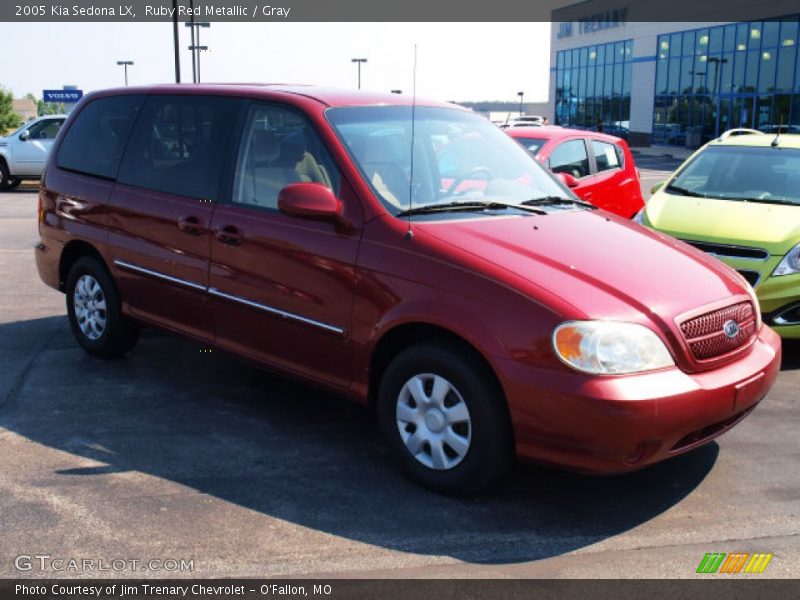 Ruby Red Metallic / Gray 2005 Kia Sedona LX