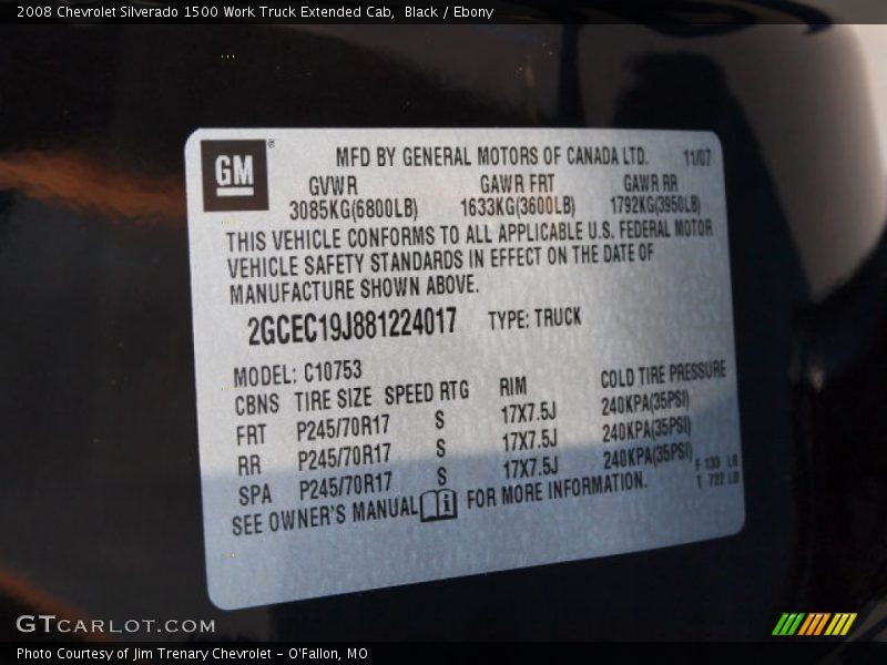 Black / Ebony 2008 Chevrolet Silverado 1500 Work Truck Extended Cab