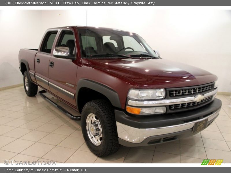Dark Carmine Red Metallic / Graphite Gray 2002 Chevrolet Silverado 1500 LS Crew Cab