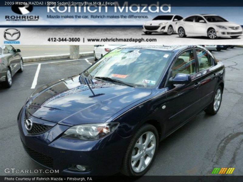 Stormy Blue Mica / Beige 2009 Mazda MAZDA3 i Sport Sedan