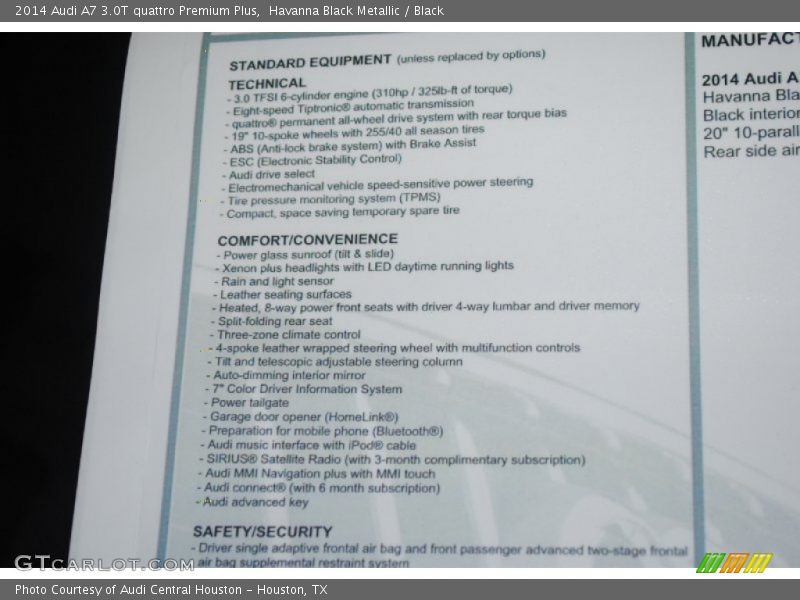 Havanna Black Metallic / Black 2014 Audi A7 3.0T quattro Premium Plus