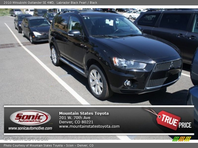 Labrador Black Pearl / Black 2010 Mitsubishi Outlander SE 4WD