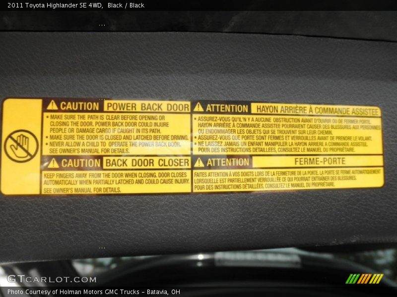 Black / Black 2011 Toyota Highlander SE 4WD