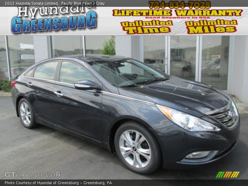 Pacific Blue Pearl / Gray 2013 Hyundai Sonata Limited