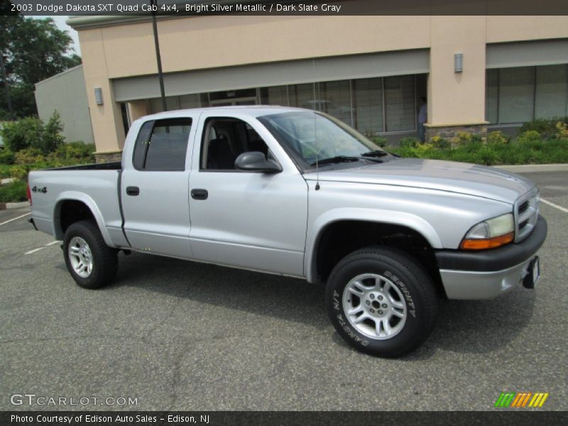 Bright Silver Metallic / Dark Slate Gray 2003 Dodge Dakota SXT Quad Cab 4x4