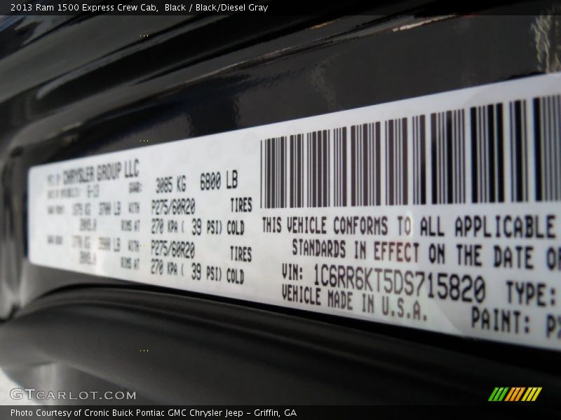 Black / Black/Diesel Gray 2013 Ram 1500 Express Crew Cab