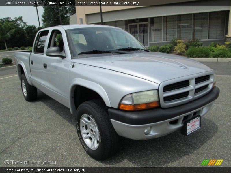 Bright Silver Metallic / Dark Slate Gray 2003 Dodge Dakota SXT Quad Cab 4x4